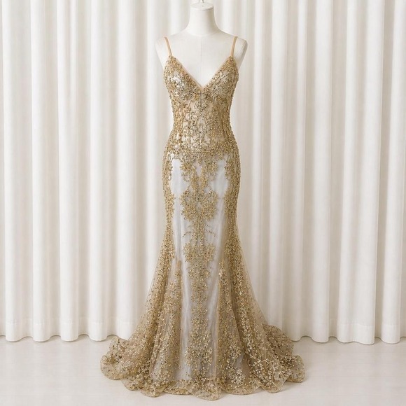 American Vintage Dresses & Skirts - Y2K champagne gold goddess gown